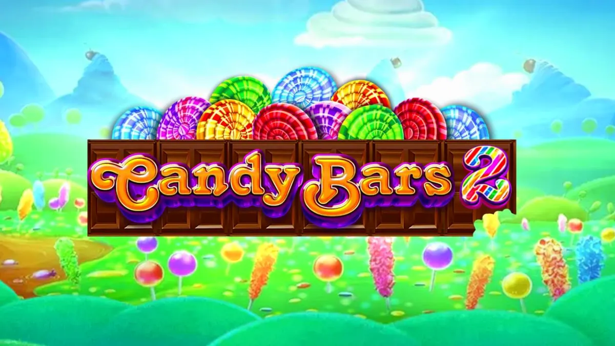 Interface do jogo Candy Bars 2 com símbolos de doces e barras de chocolate